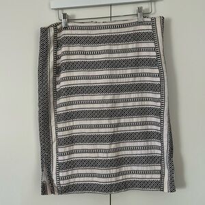 LOFT white and black print pencil skirt